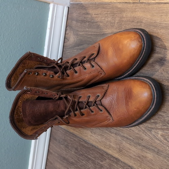 Ariat Men's Cascade 8 cognac brown soft toe leather lace up work boot EUC sz 11 - Picture 5 of 10